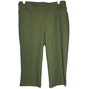 NEW Chico’s Brigitte So Slimming Capri Crop Pants Womens 1 8 Olive Green NWT